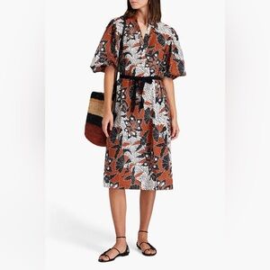 Maje Terracotta Cotton Voile Floral Dress Size 36 US Small $385 *no belt*